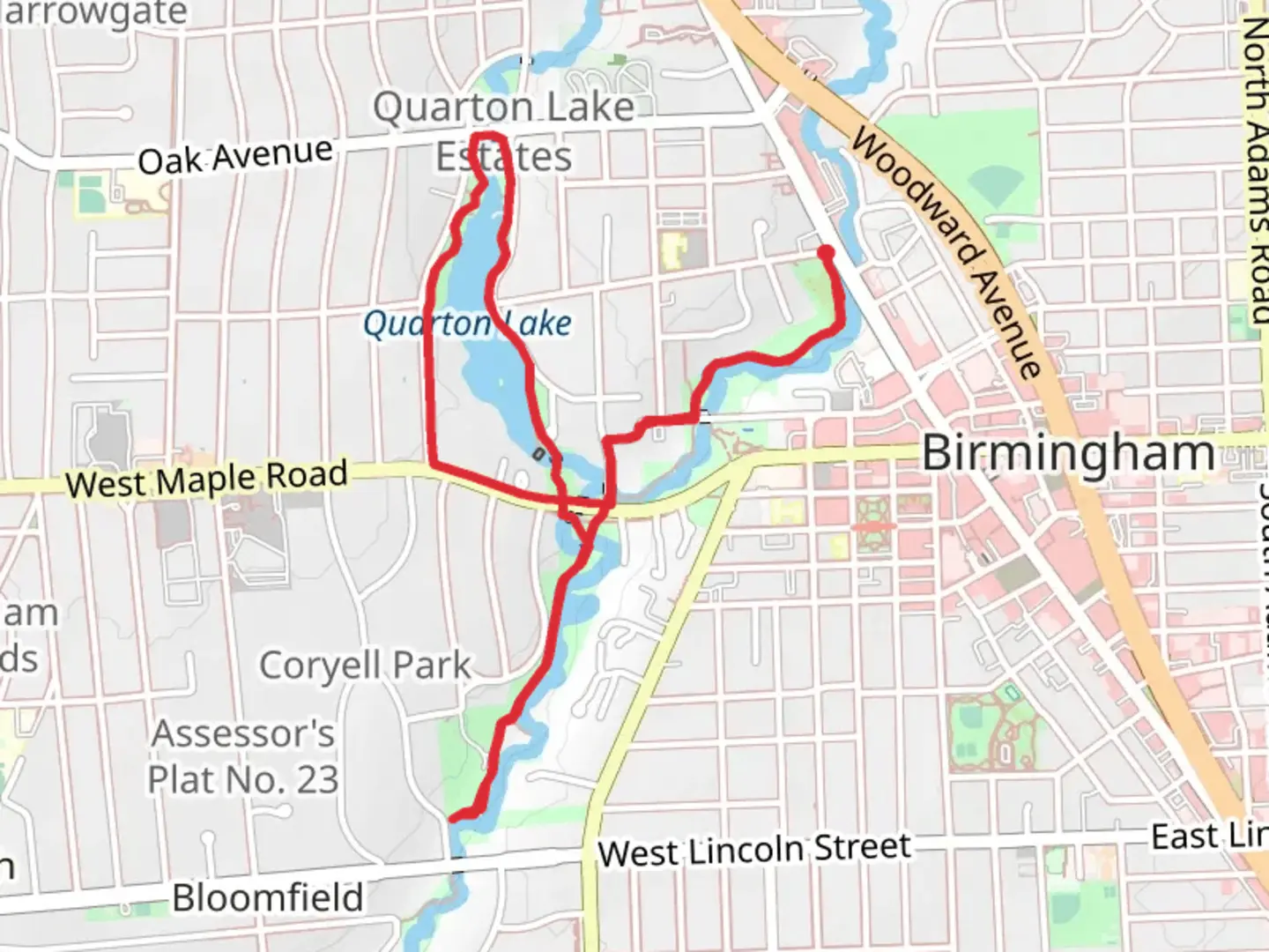 An image depicting the trail Booth Trail, Quarton Lake and Linden Park and its surrounding area.