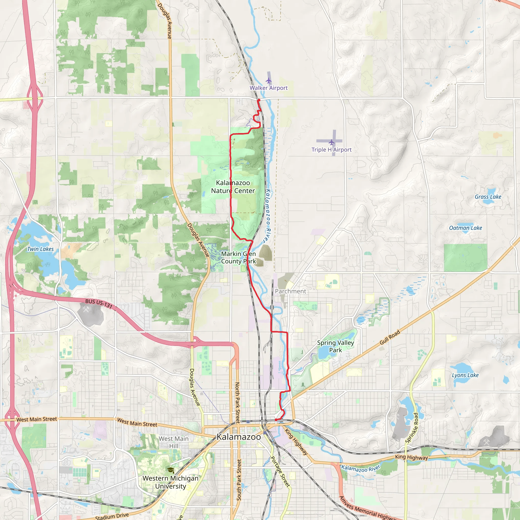 Kalamazoo River Valley Trail from East D Avenue mobile static map