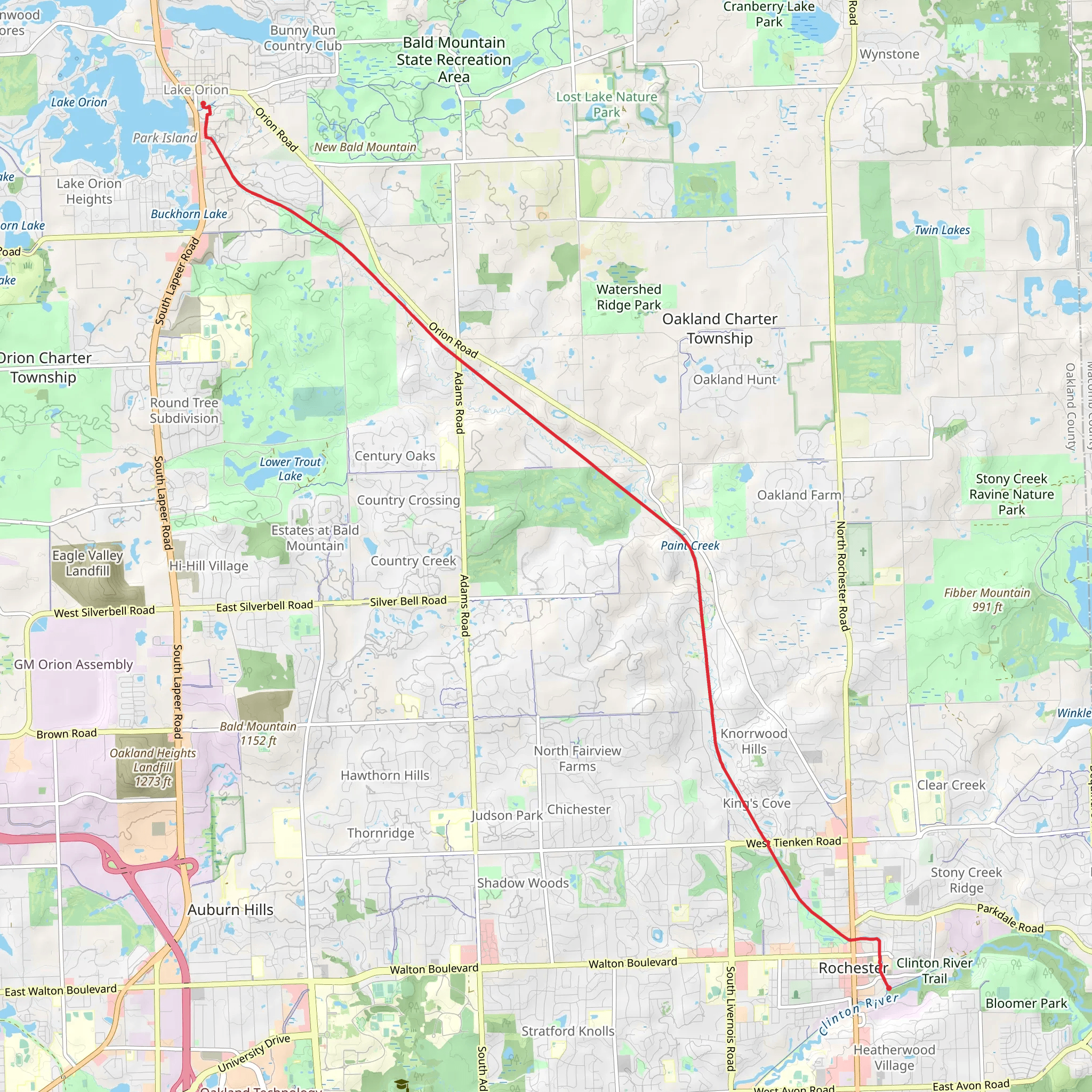 Paint Creek Trail and Rochester River Walk mobile static map