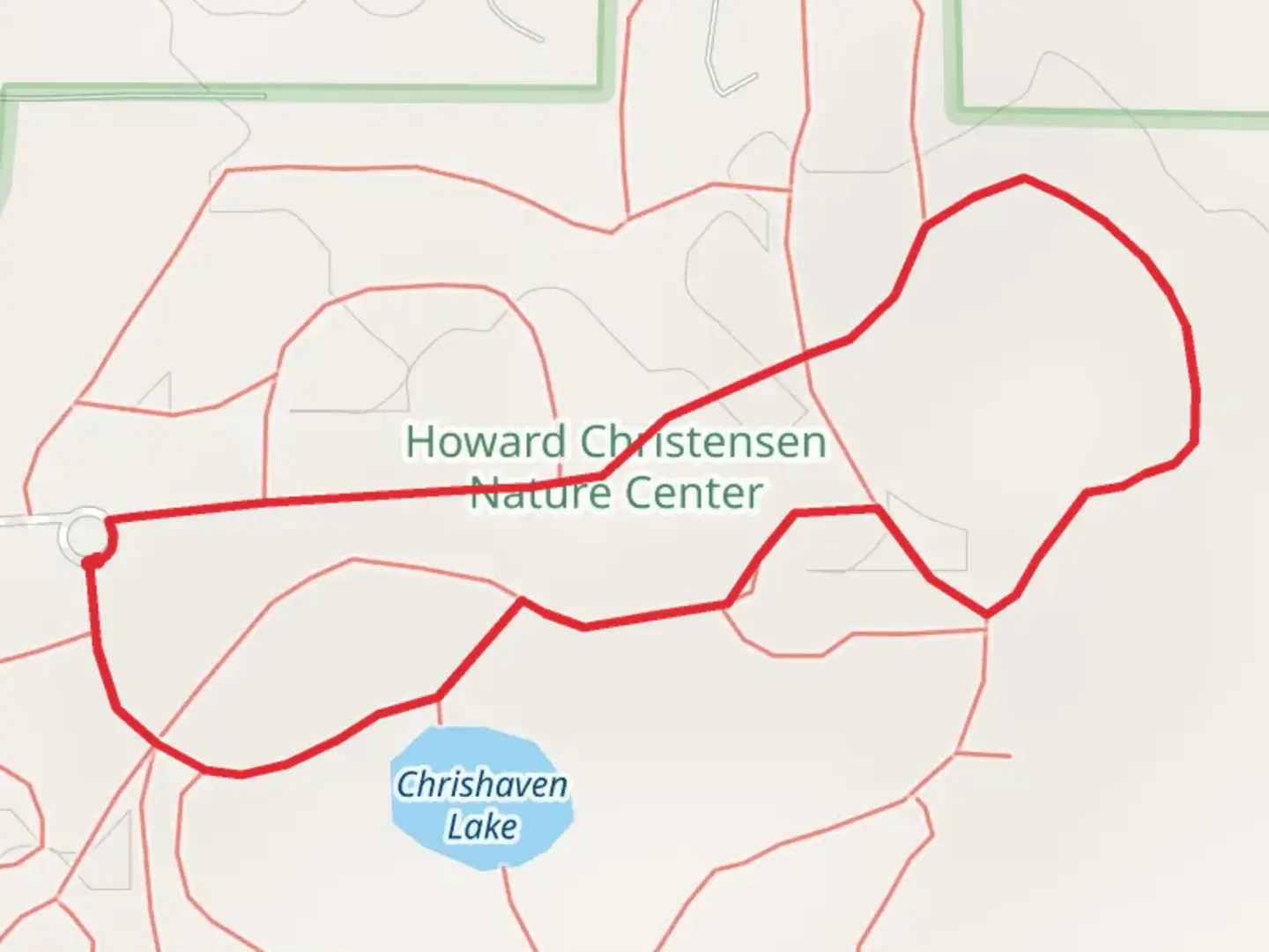 An image depicting the trail Chrishaven Boardwalk, Thunderwood Boardwalk and Arrowhead Loop and its surrounding area.