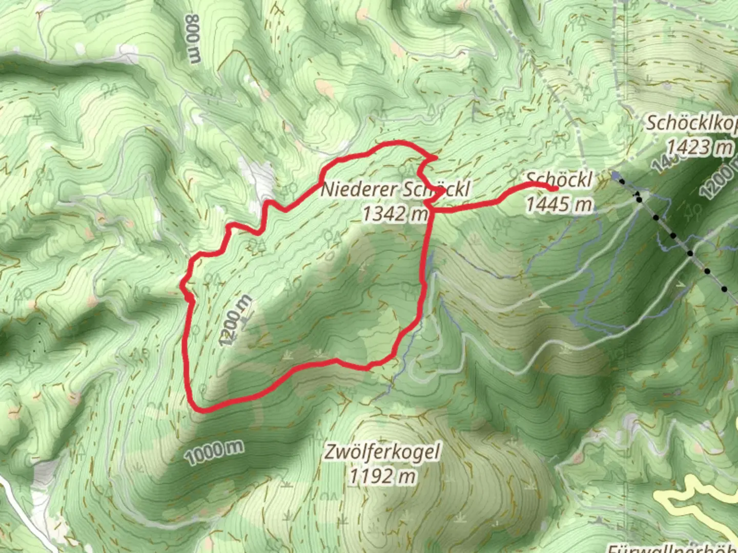 An image depicting the trail R15 Niederschöcklweg and its surrounding area.