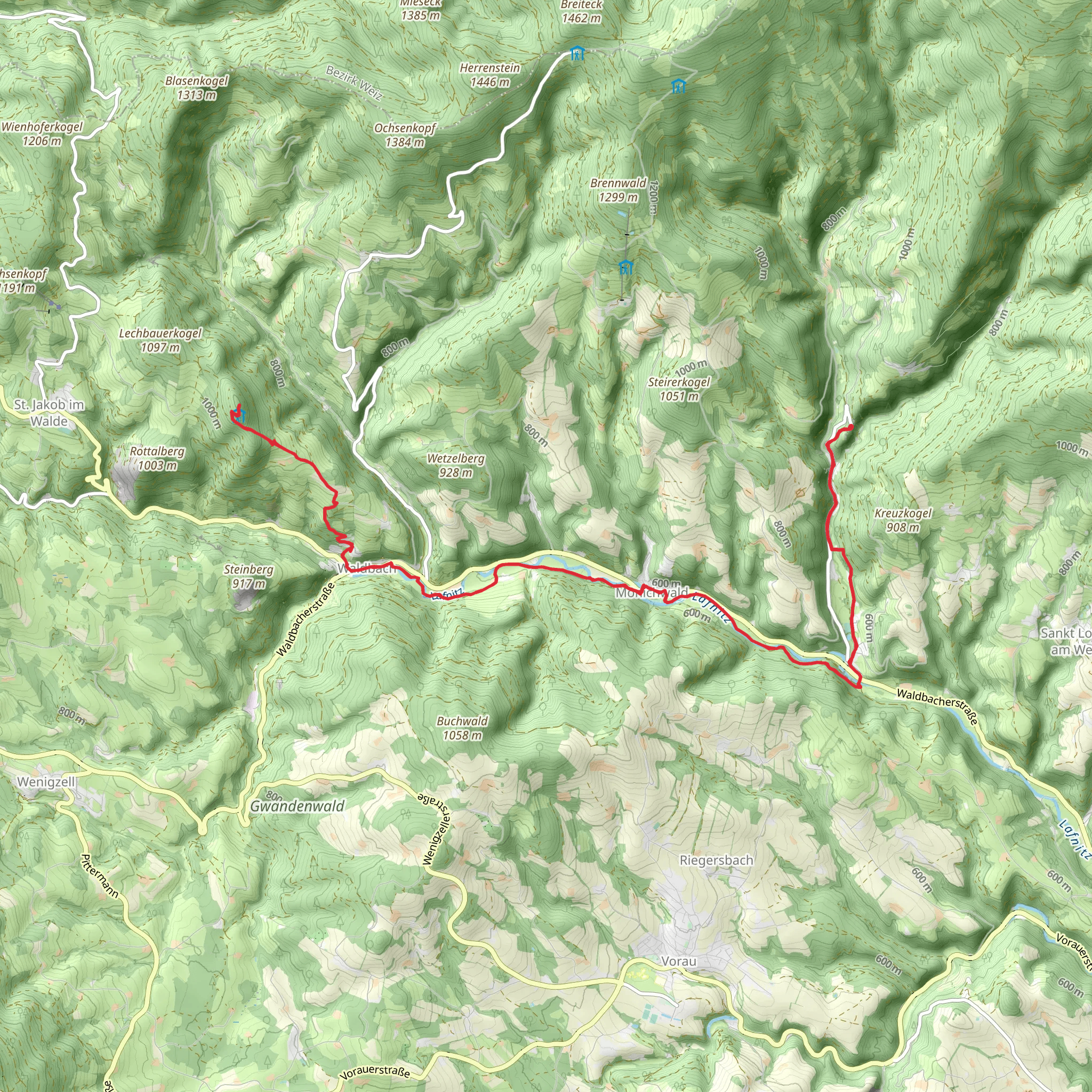 Waldbach - Mönichwald - Festenburg mobile static map