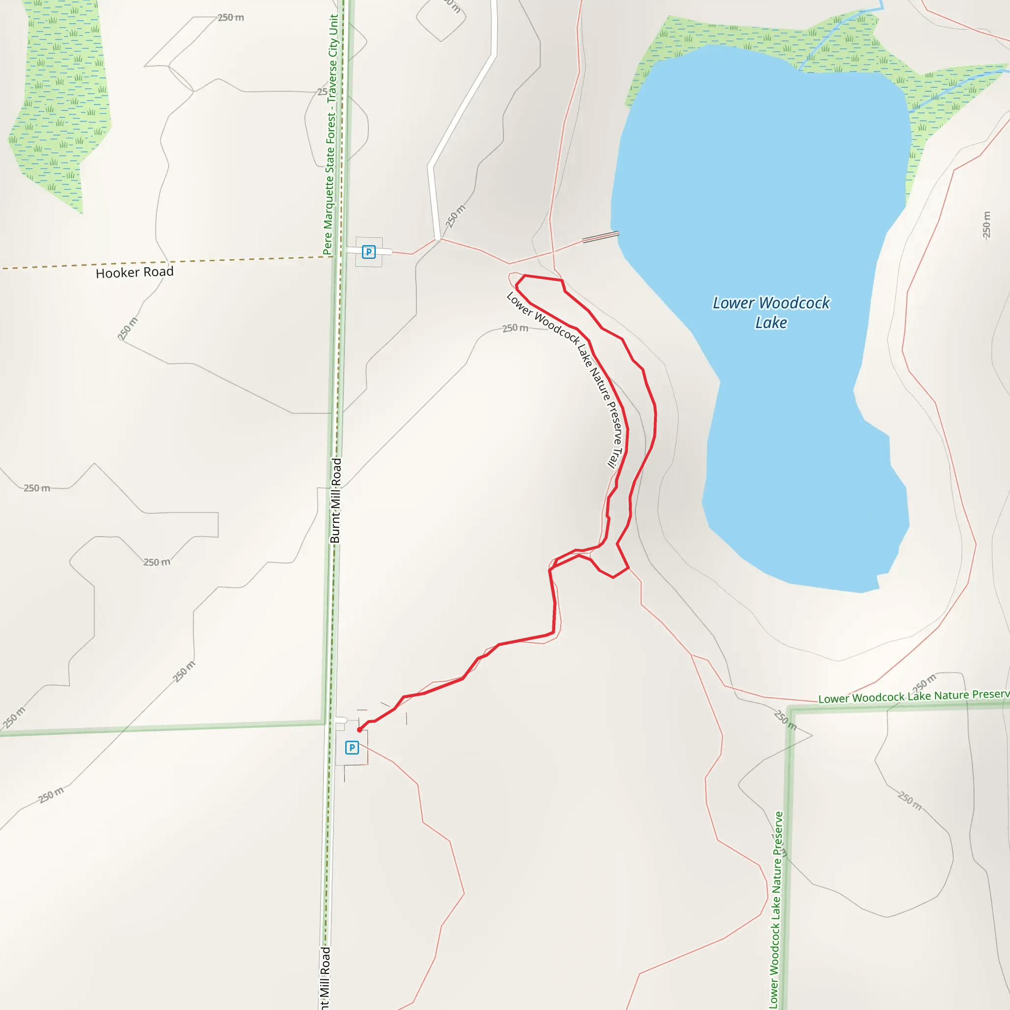 Lower Woodcock Lake Nature Preserve Loop mobile static map
