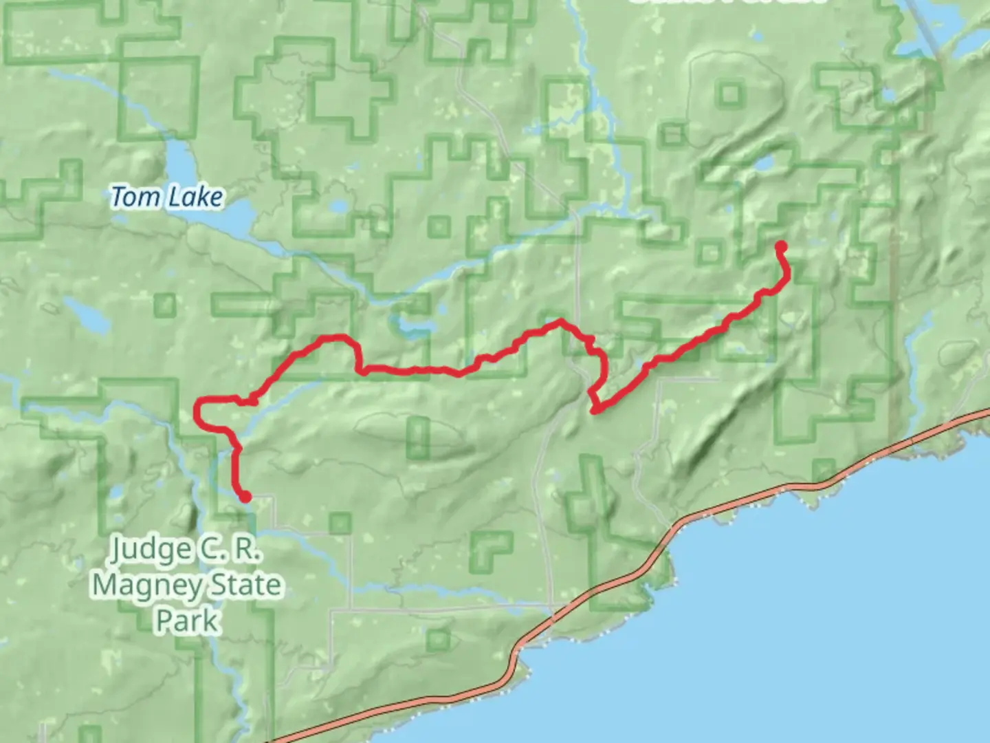 An image depicting the trail Superior Hiking Trail from Camp 20 Road and its surrounding area.