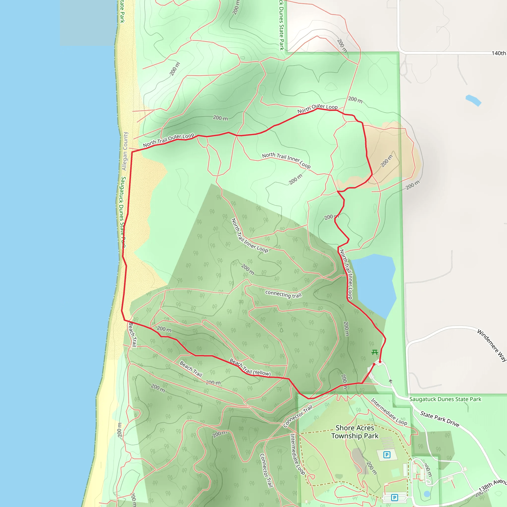 North Outer and Beach Trail Loop mobile static map