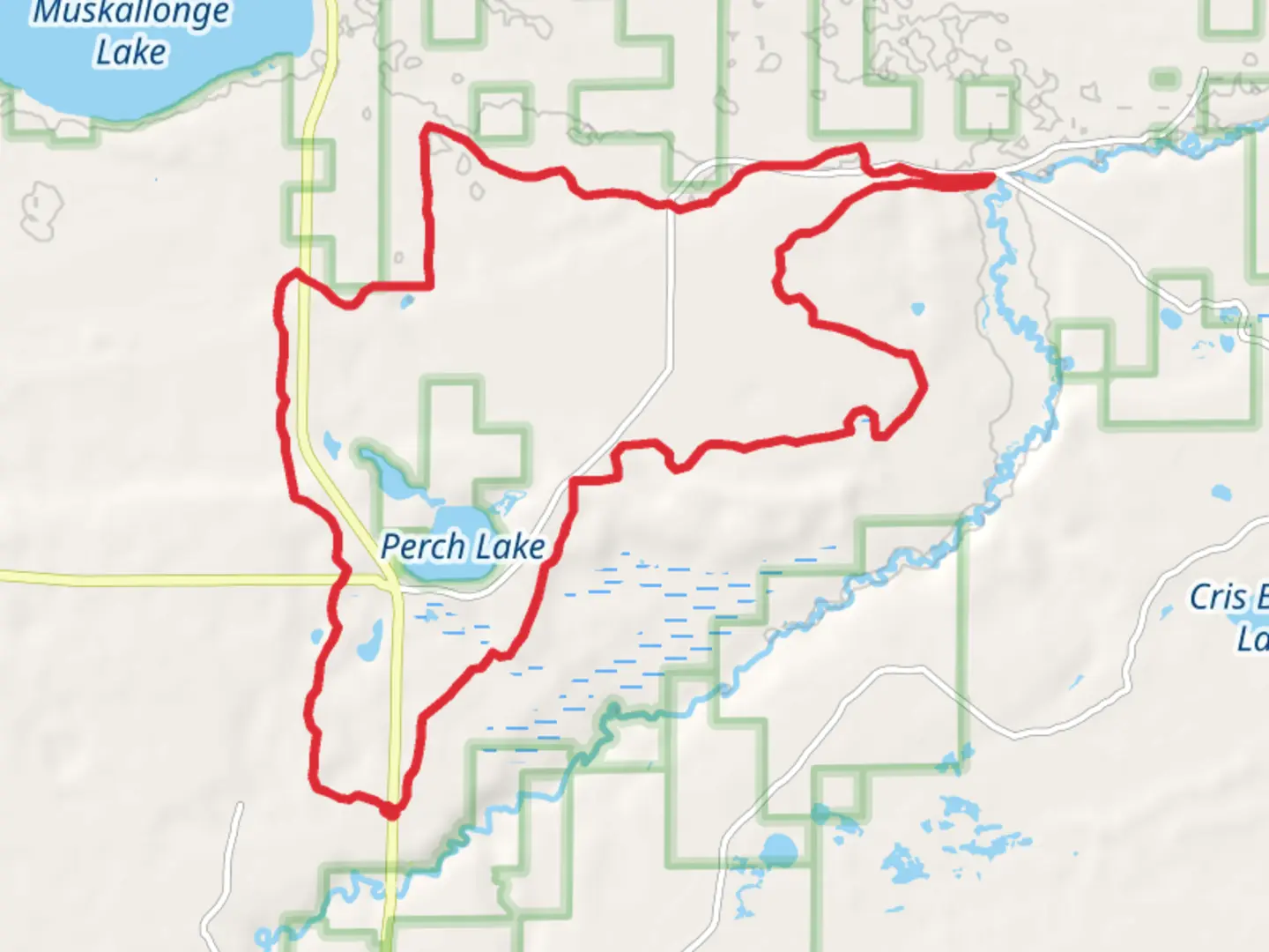 An image depicting the trail Perch Lake and Two Heart Loop Trail and its surrounding area.