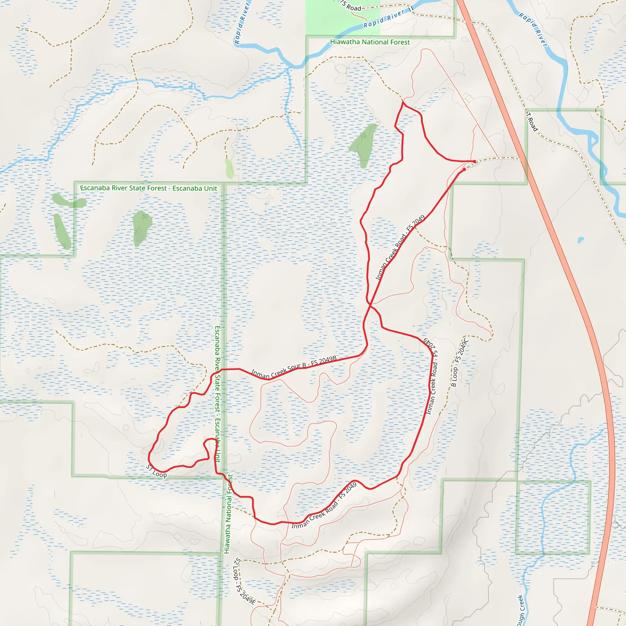 Rapid River Loop Walk mobile static map