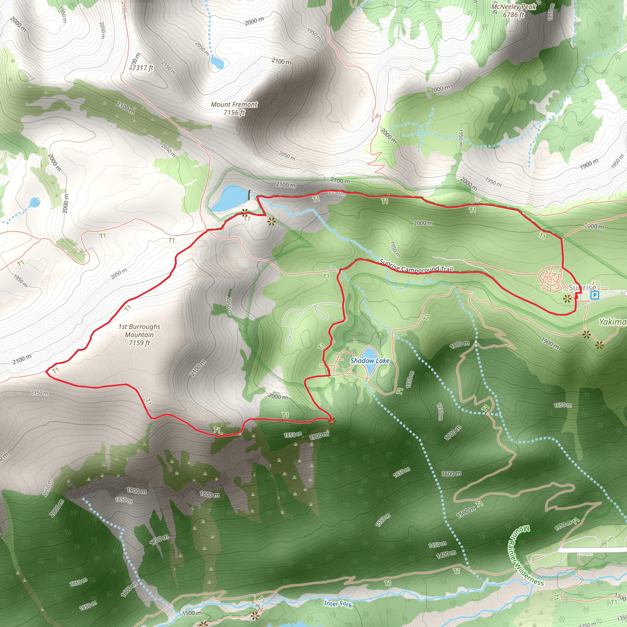 Sourdough Ridge and Burroughs Mountain Loop Trail mobile static map