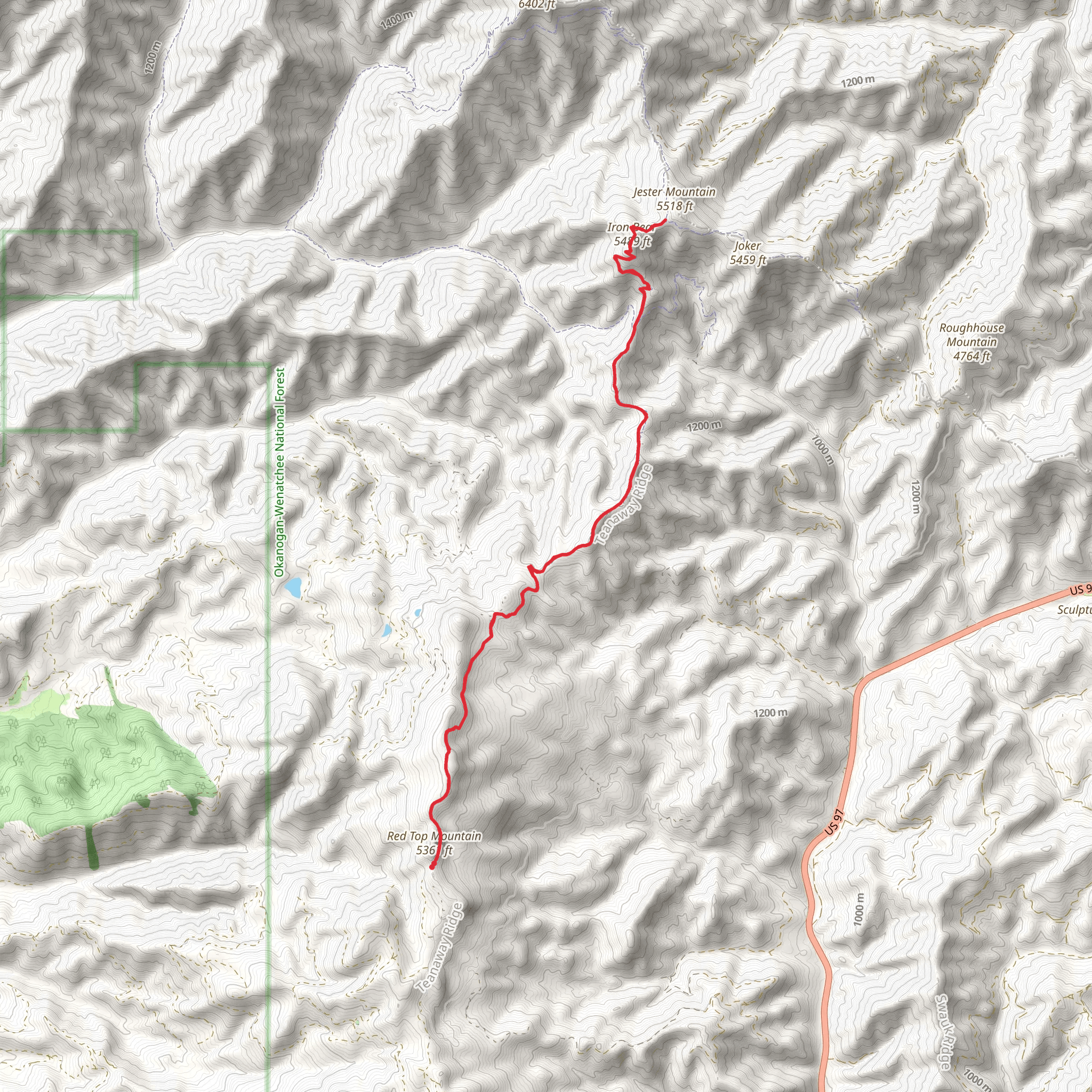 Teanaway Ridge Trail mobile static map