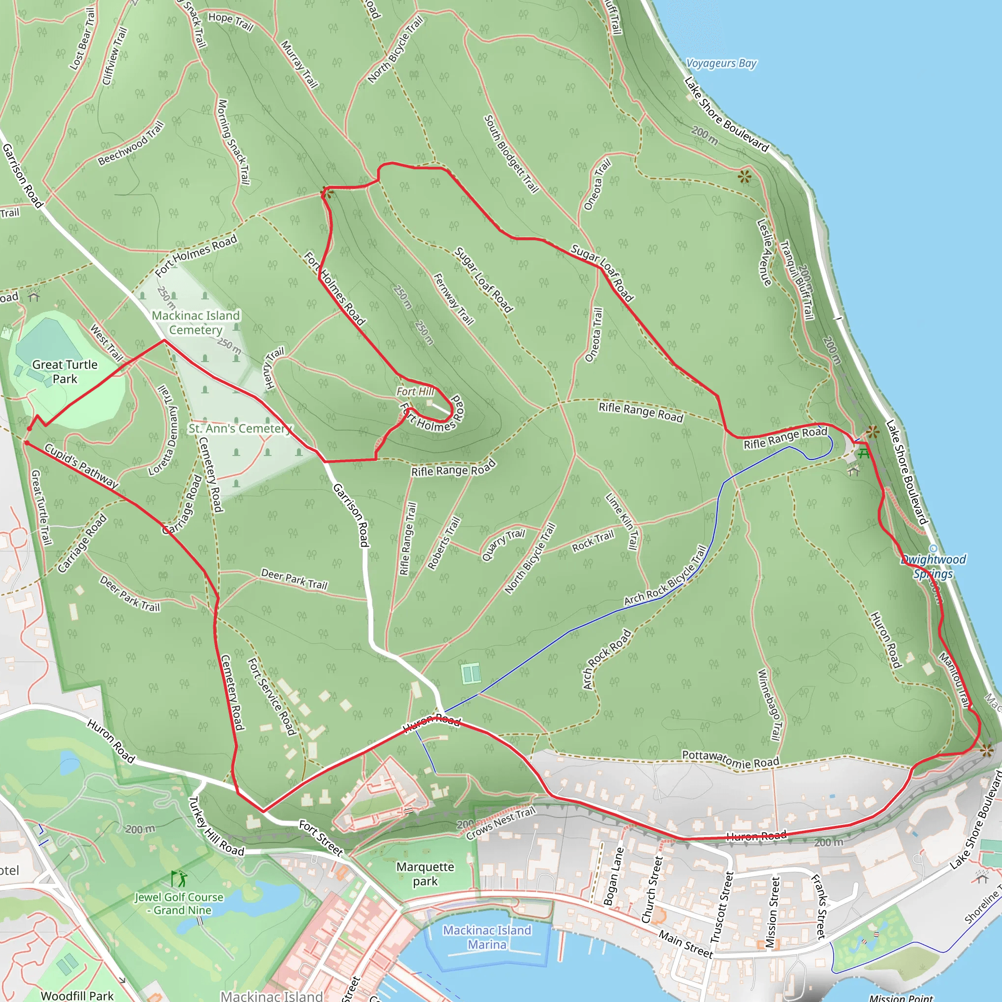 St Ann Cemetery and Arch Rock Loop mobile static map