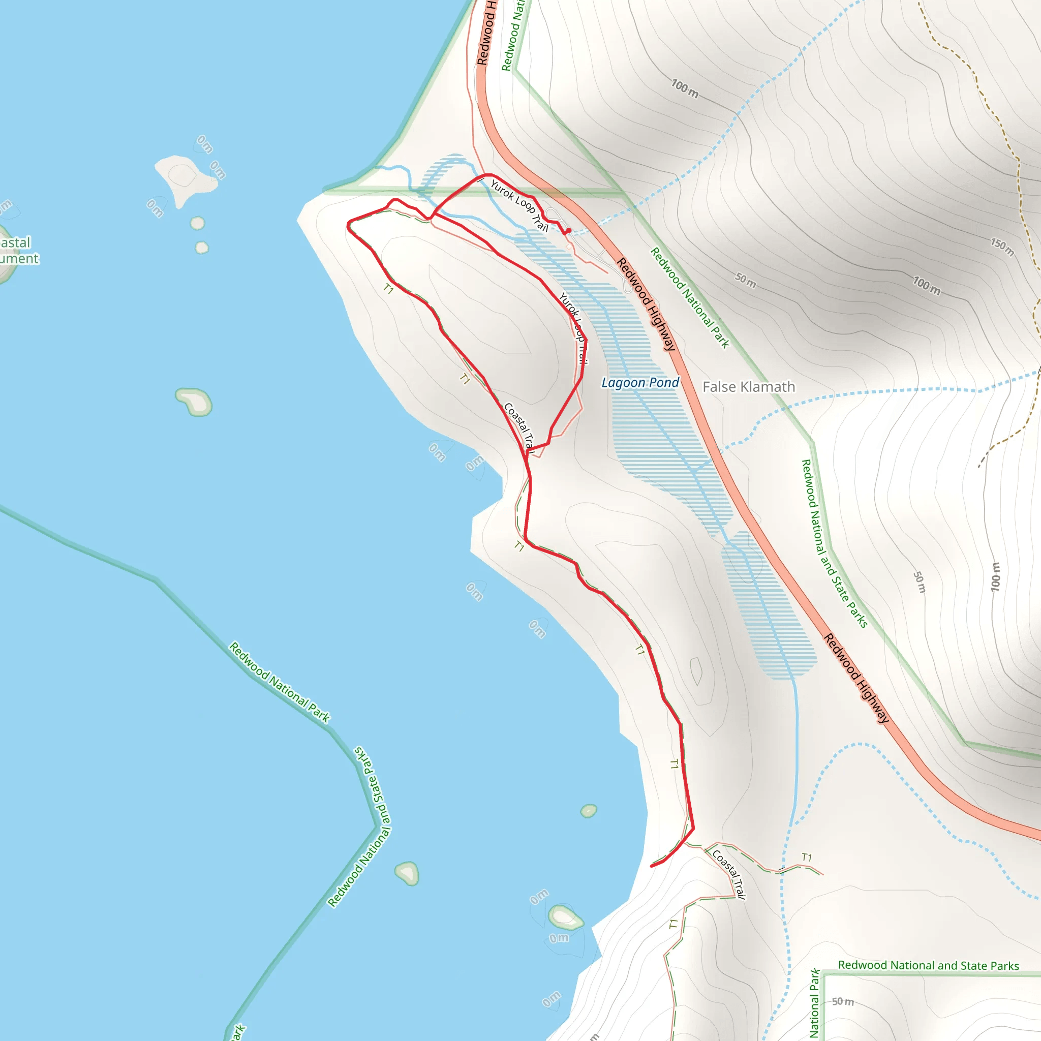 Coastal and Yurok Loop Trail mobile static map