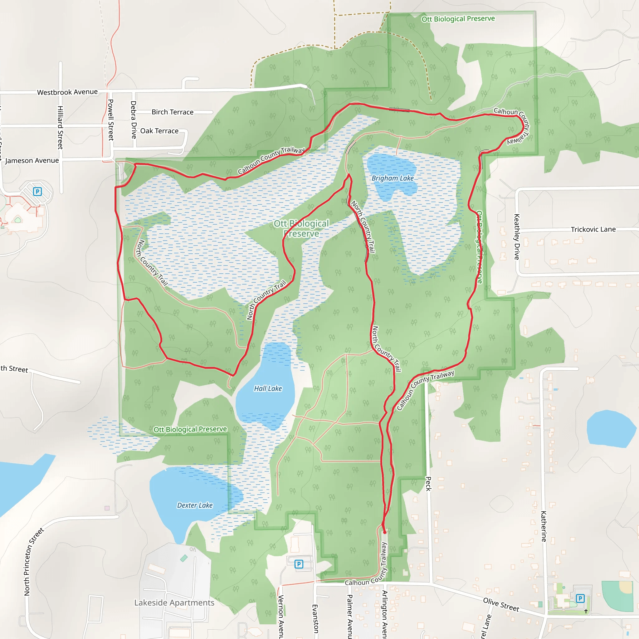 North Country and Calhoun County Trailway Loop Trail mobile static map
