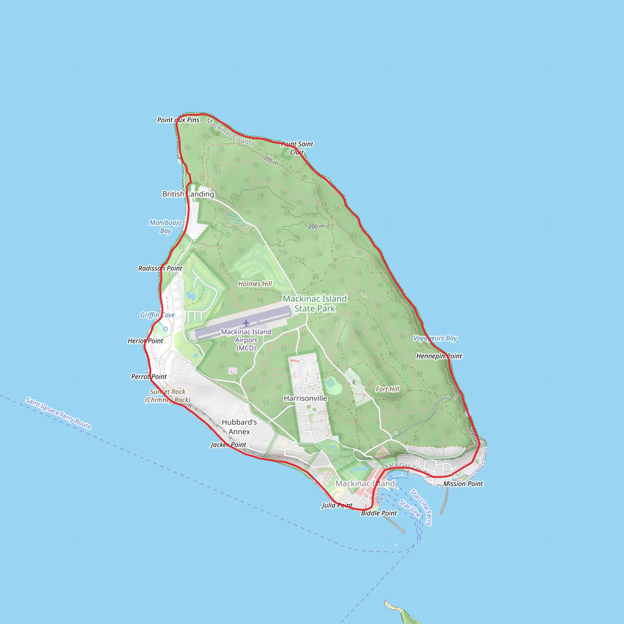 Mackinac Island Loop mobile static map