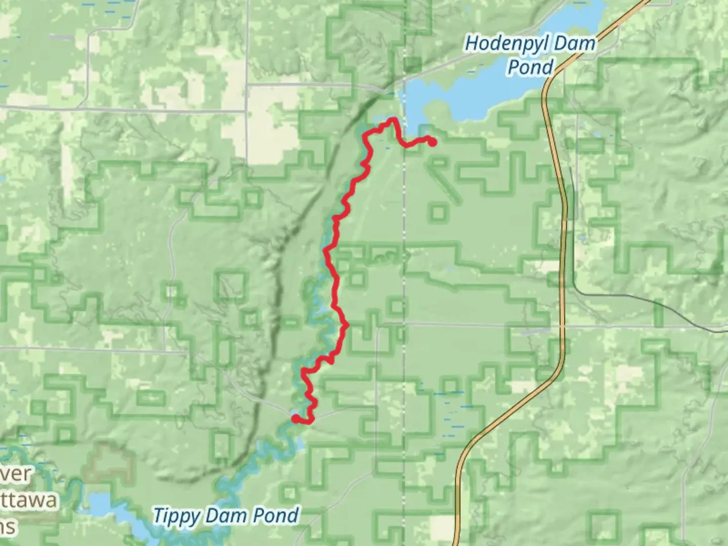 An image depicting the trail Manistee River Trail and its surrounding area.