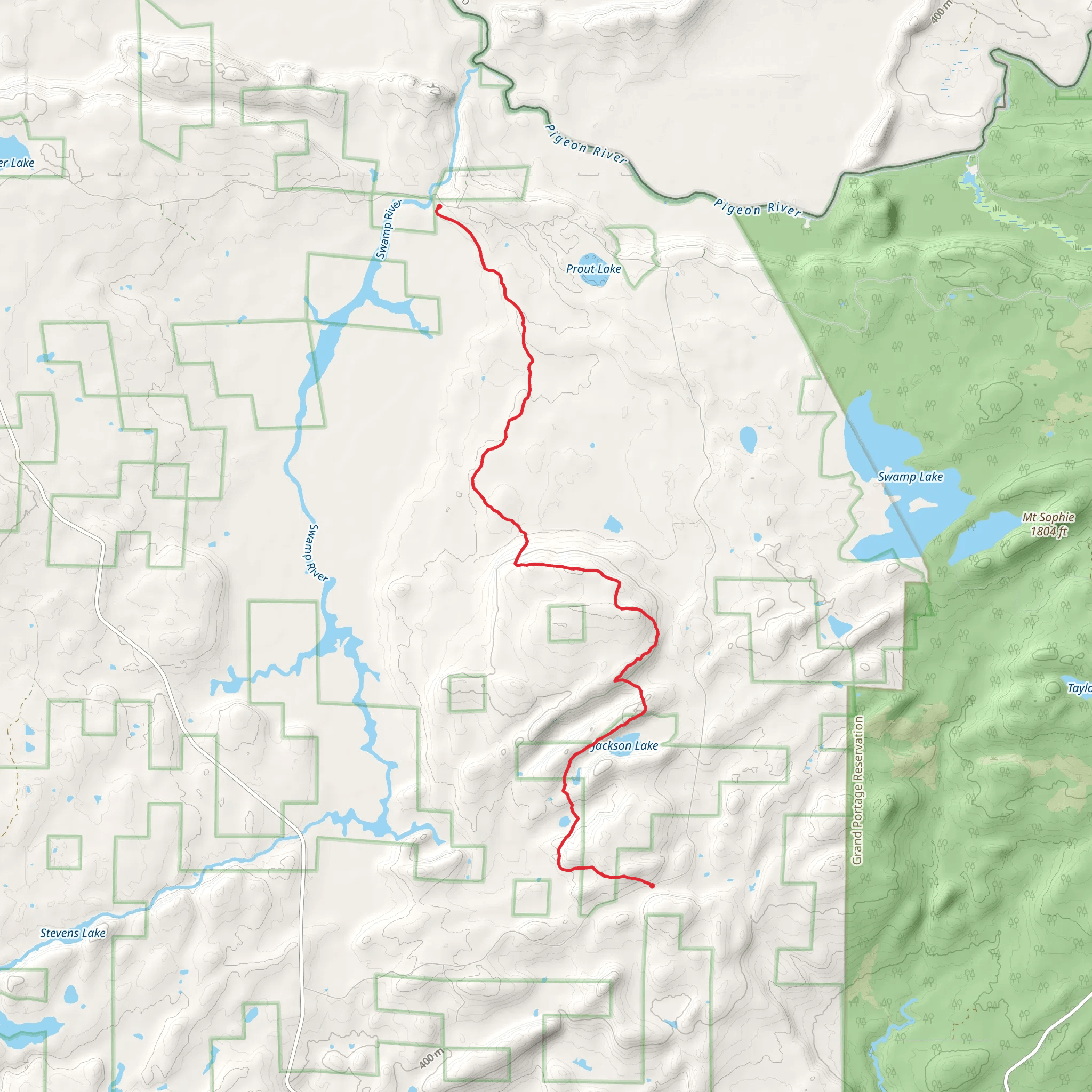 Superior Hiking Trail via Jackson Lake mobile static map