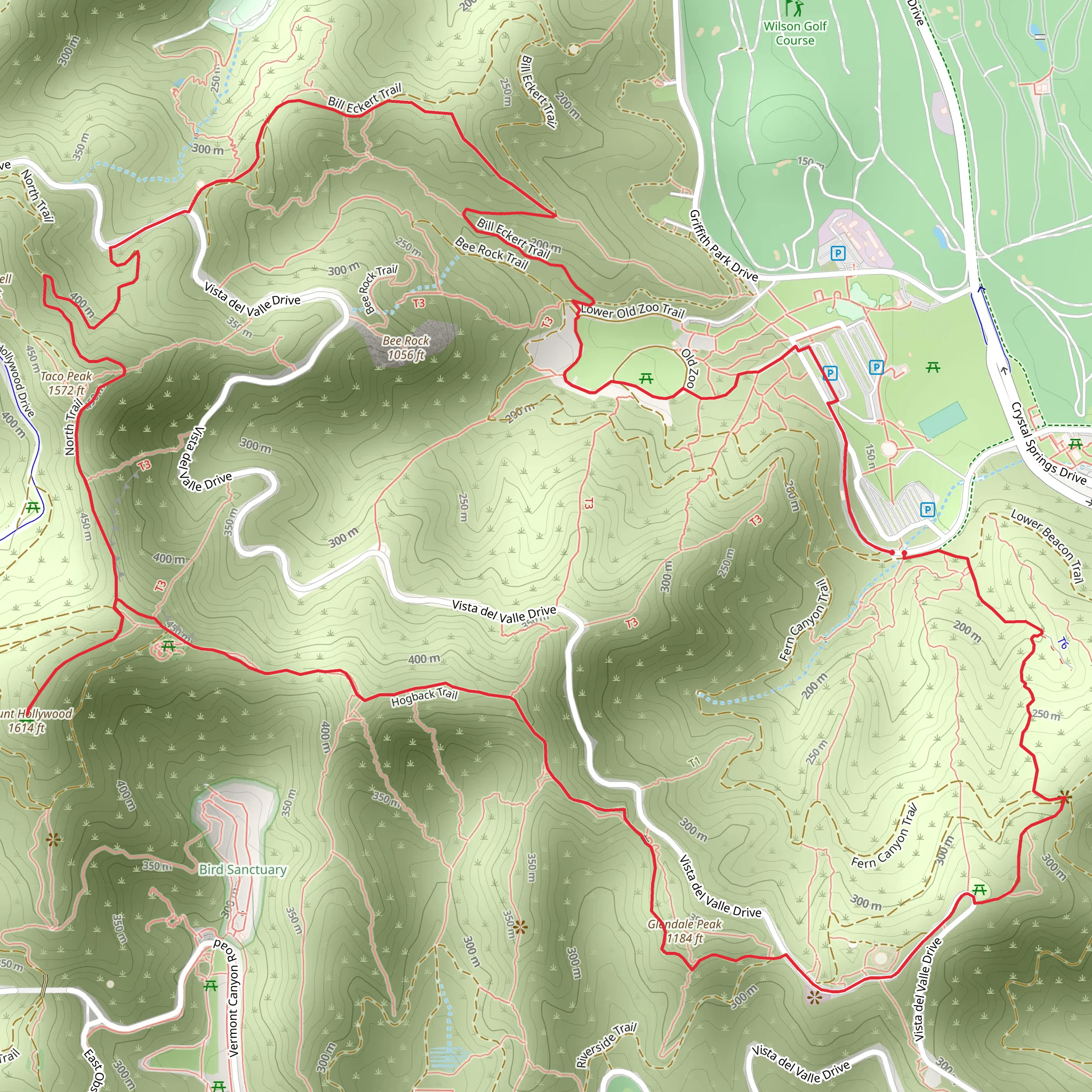 Glendale Peak and Mount Hollywood Loop mobile static map