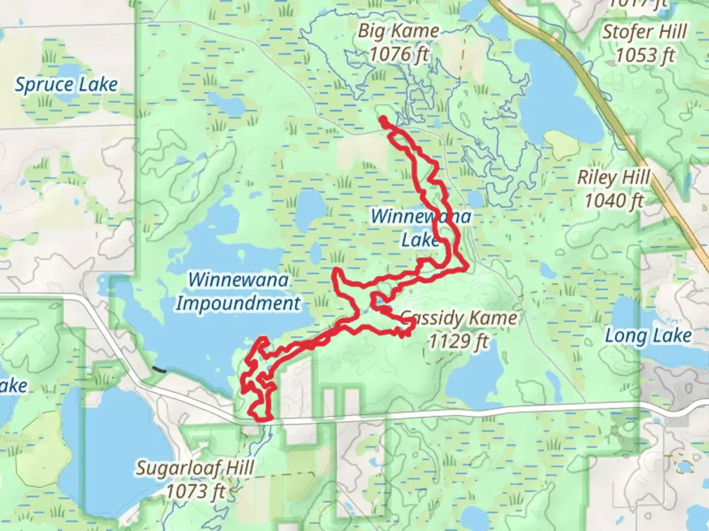 An image depicting the trail Winn Loop and its surrounding area.