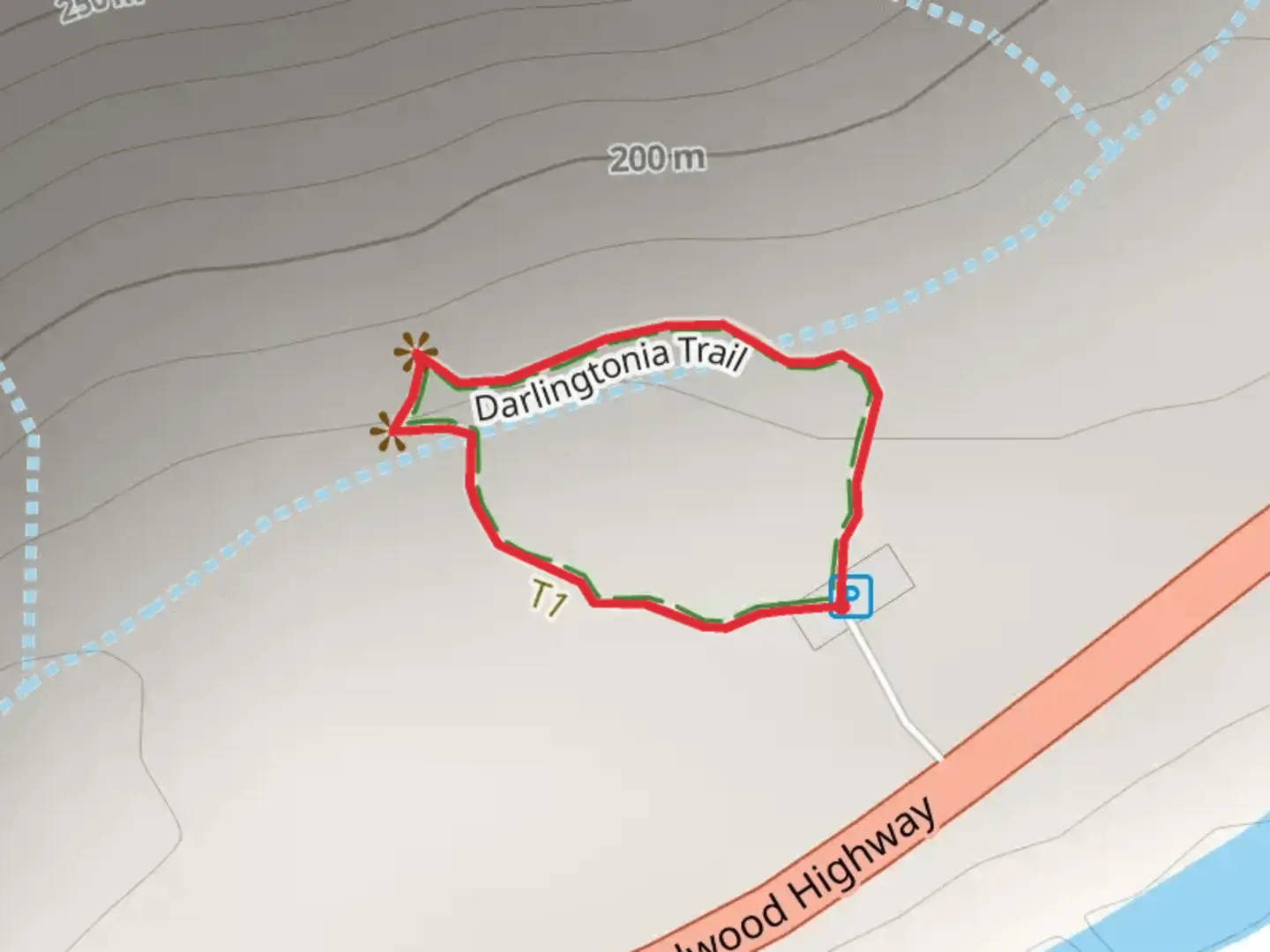 An image depicting the trail Darlingtonia Loop Trail and its surrounding area.