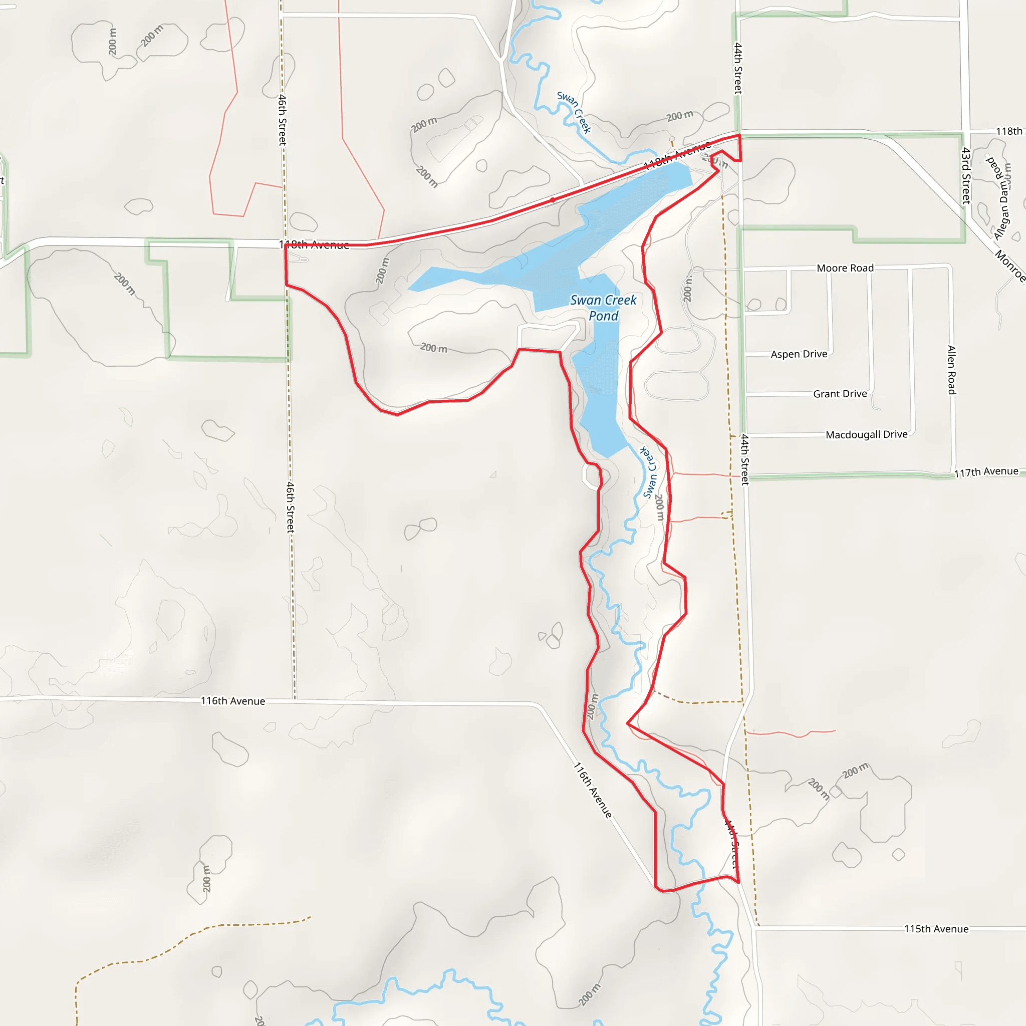Swan Creek Pond Loop mobile static map