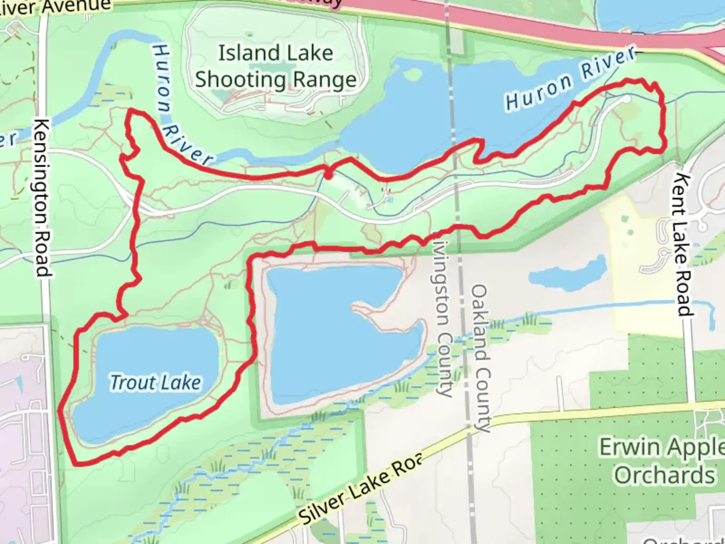 An image depicting the trail Trout Lake - Hickory Ridge Loop Trail and its surrounding area.