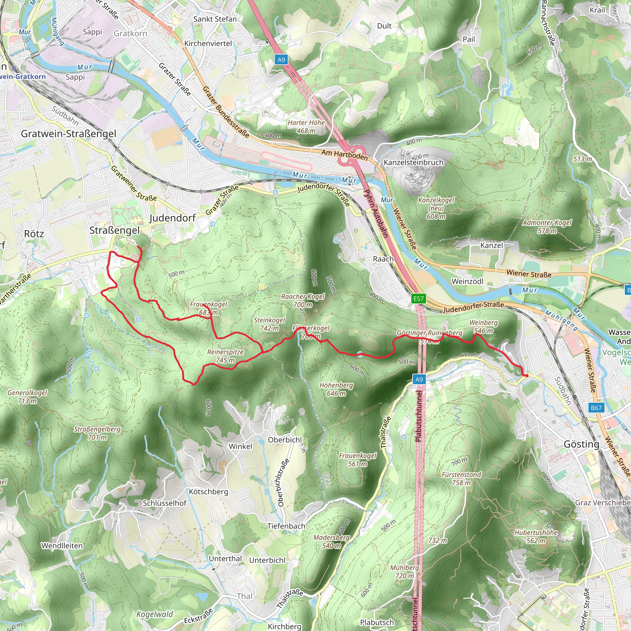 From Gösting to Maria Straßengel mobile static map