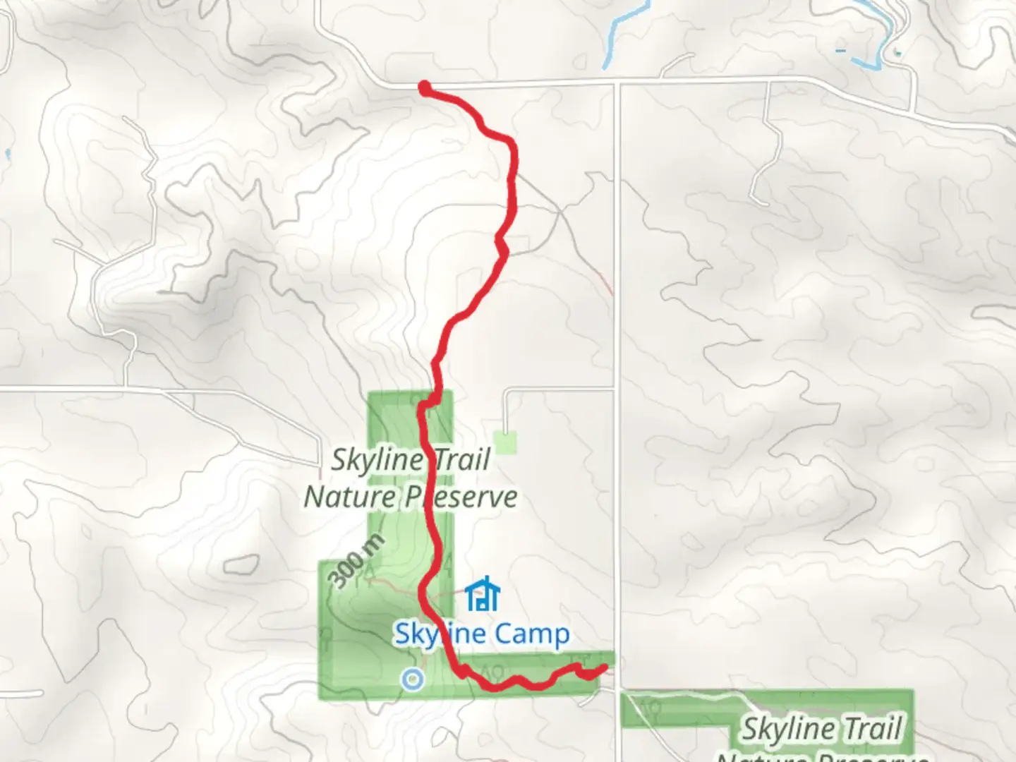 An image depicting the trail Skyline Trail and North Country Trail from Brubaker Road and its surrounding area.