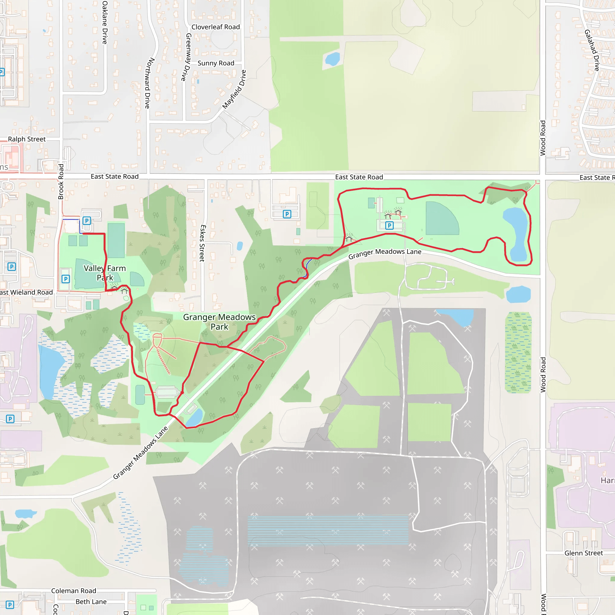 Granger Meadows Park Loop mobile static map