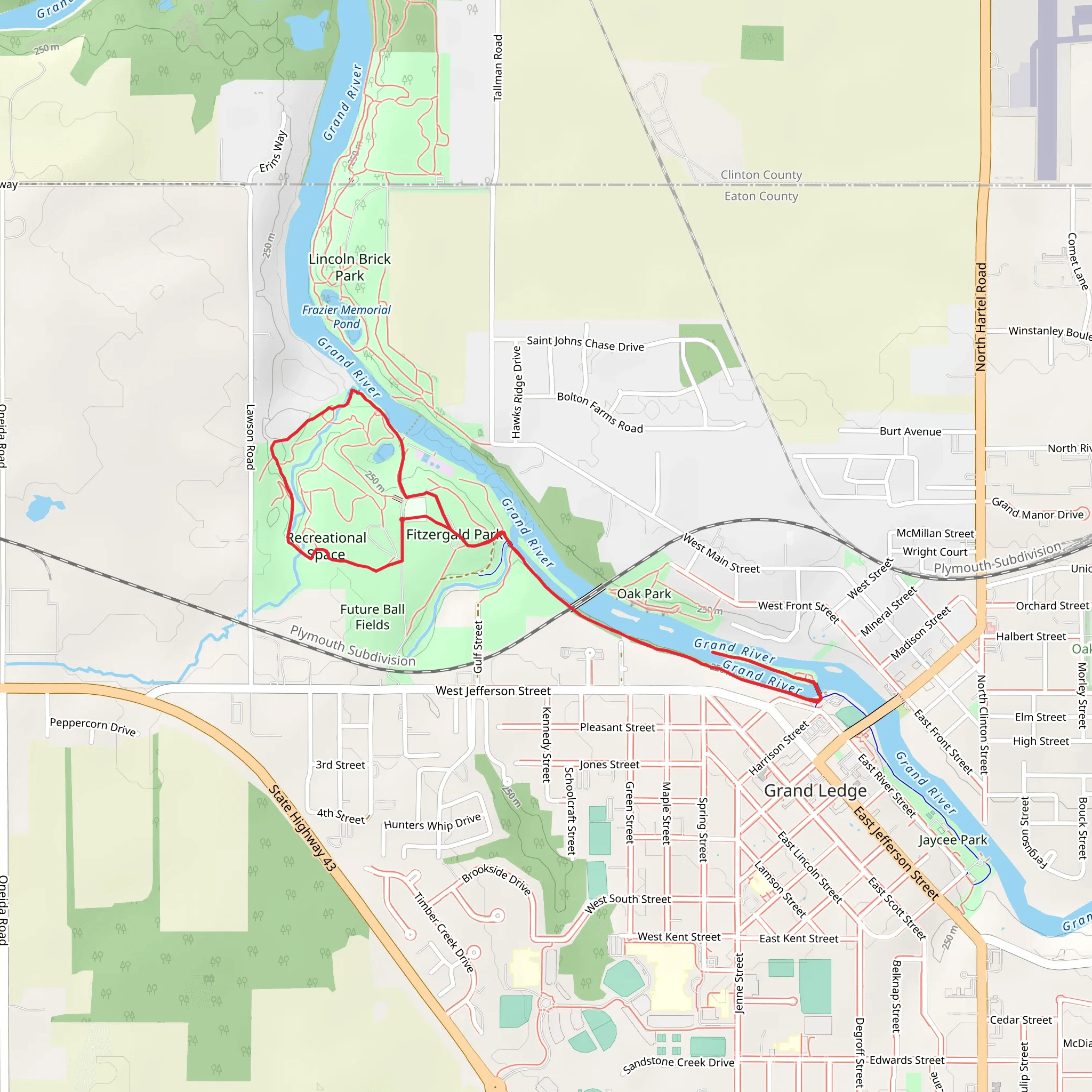 Grand River via West Woods Trail mobile static map