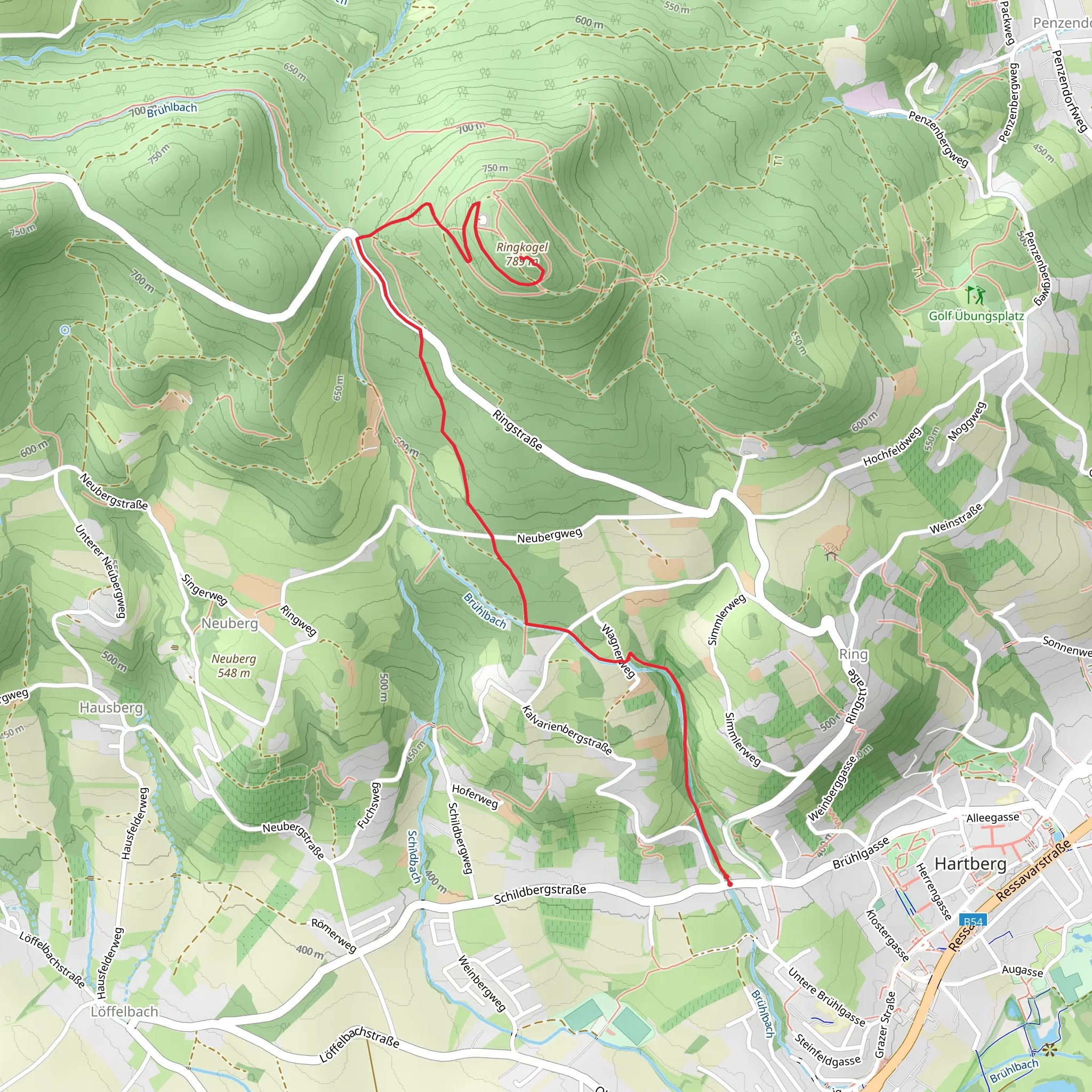 Ascent to Ringwarte - via Brühlweg mobile static map