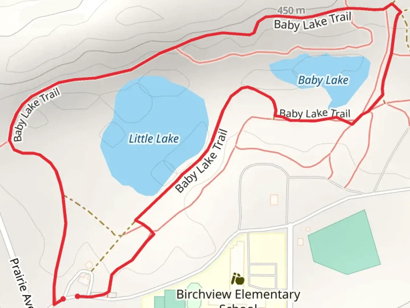 An image depicting the trail Little Lake and Baby Lake Loop Trail and its surrounding area.