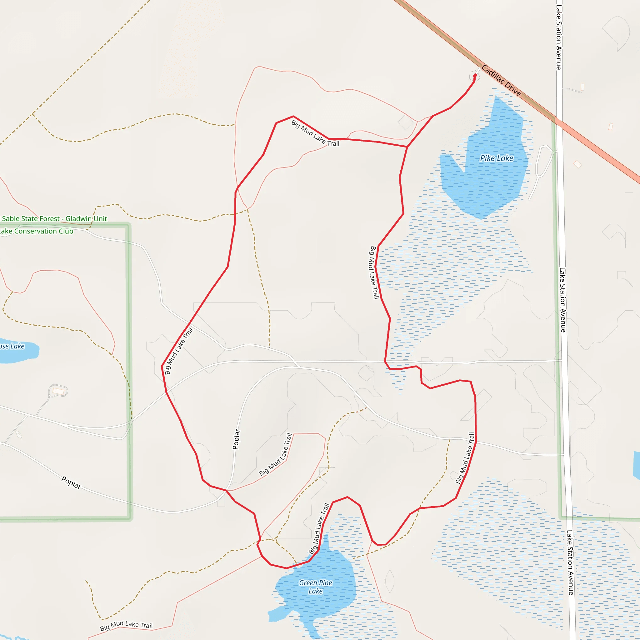 Geen Pine Lake Loop mobile static map