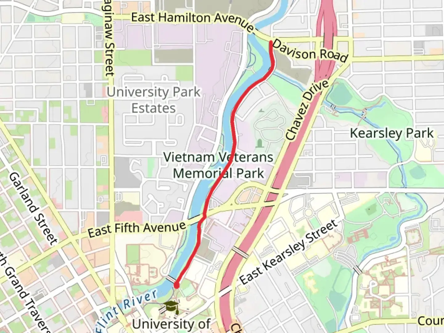 An image depicting the trail Flint River Trail Out and Back and its surrounding area.