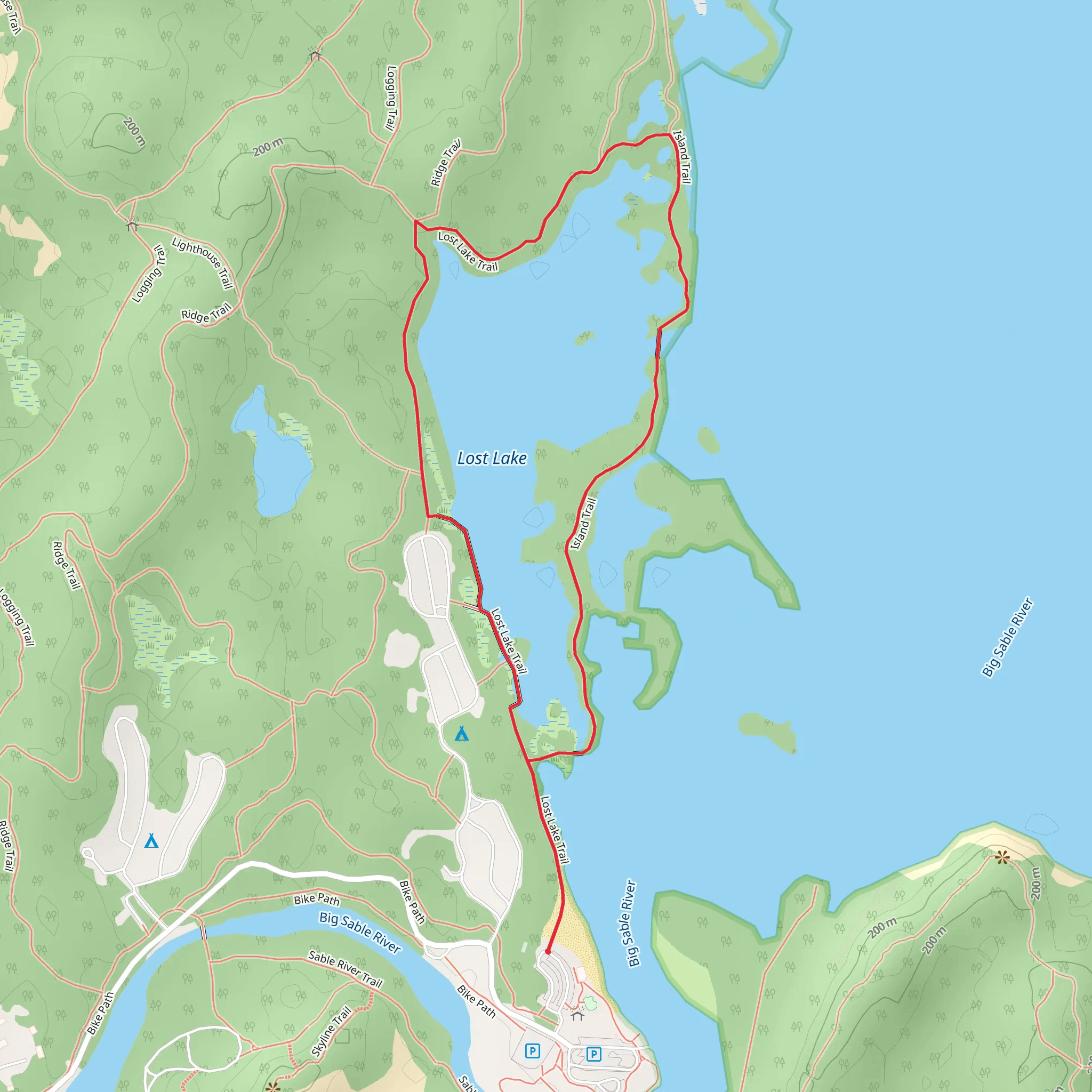 Lost Lake and Island Loop Trail mobile static map