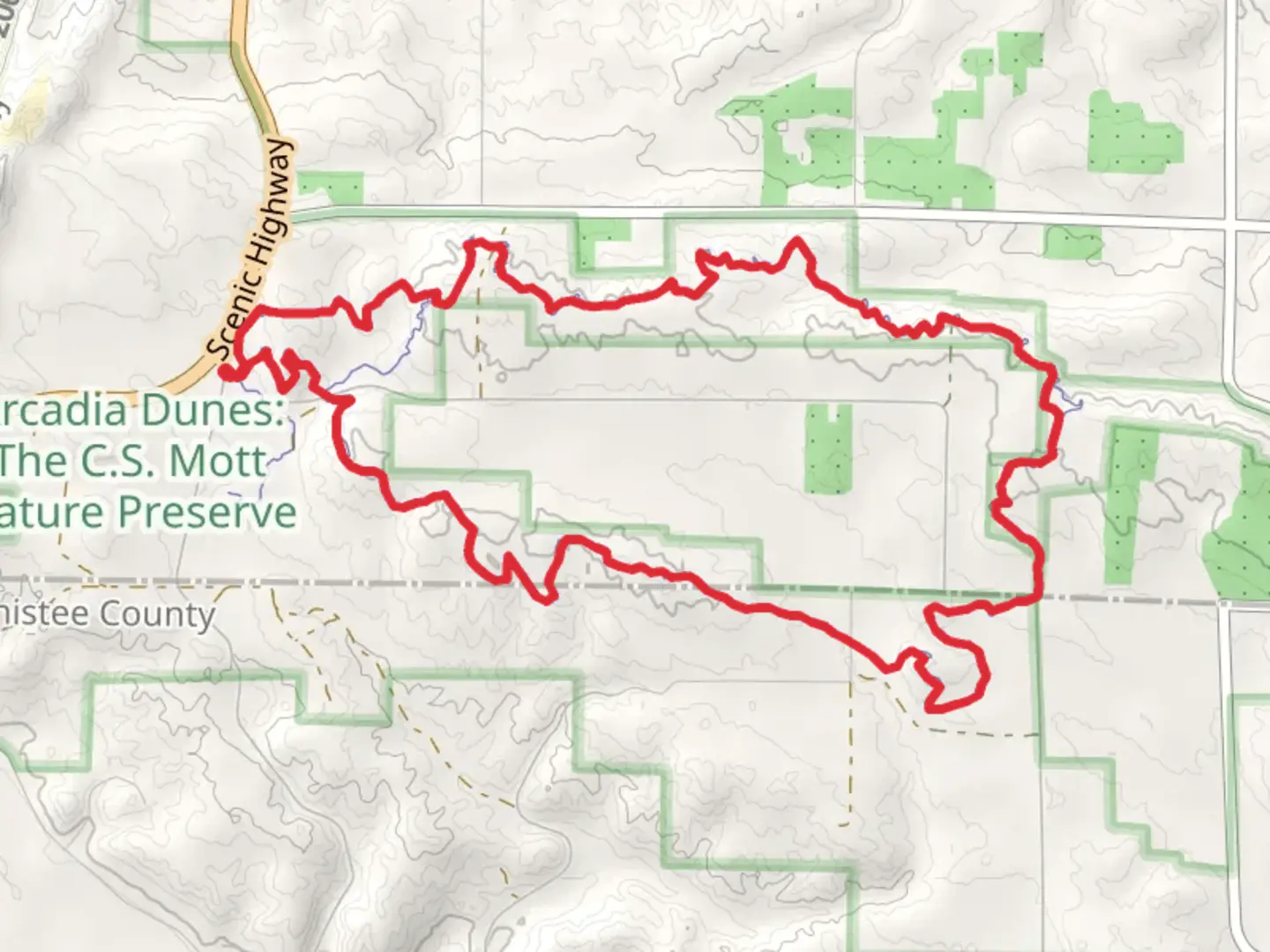 An image depicting the trail Dry Hill Trail and Chestnut Loop and its surrounding area.