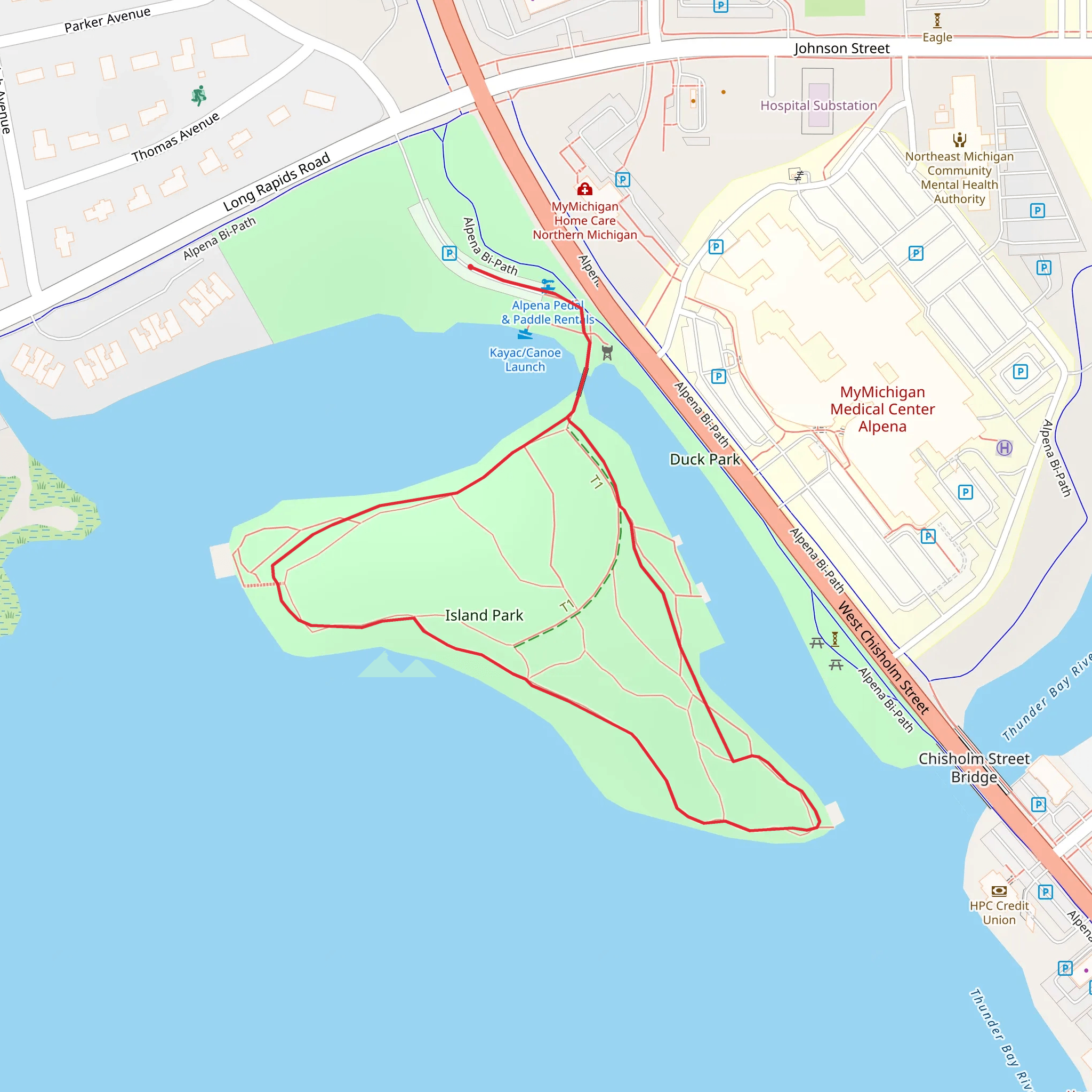 Alpena Island Park Loop mobile static map
