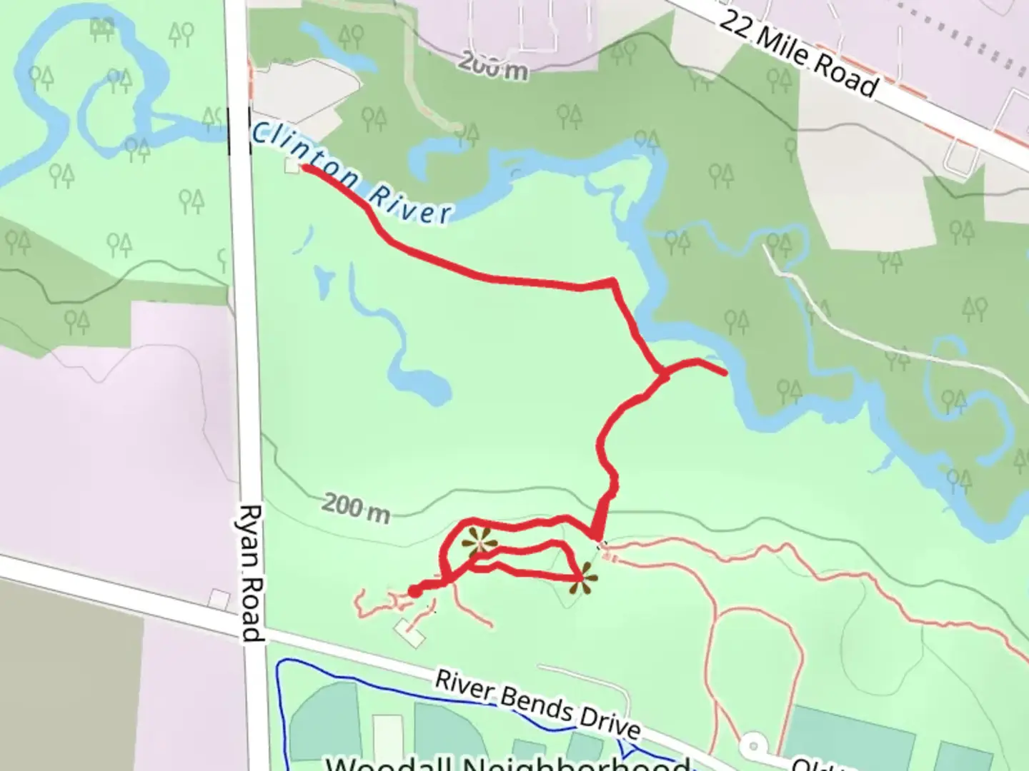 An image depicting the trail Upper and Lower Shadbush Trail and its surrounding area.