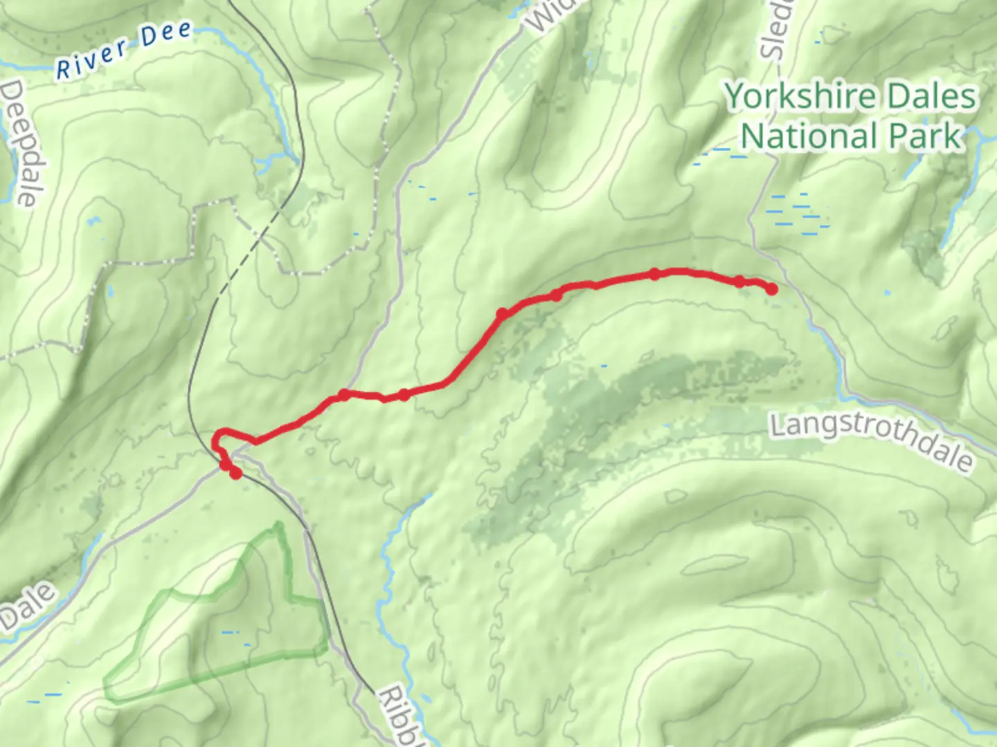 An image depicting the trail Dales Way Day 4 - To ribblehead train station and its surrounding area.