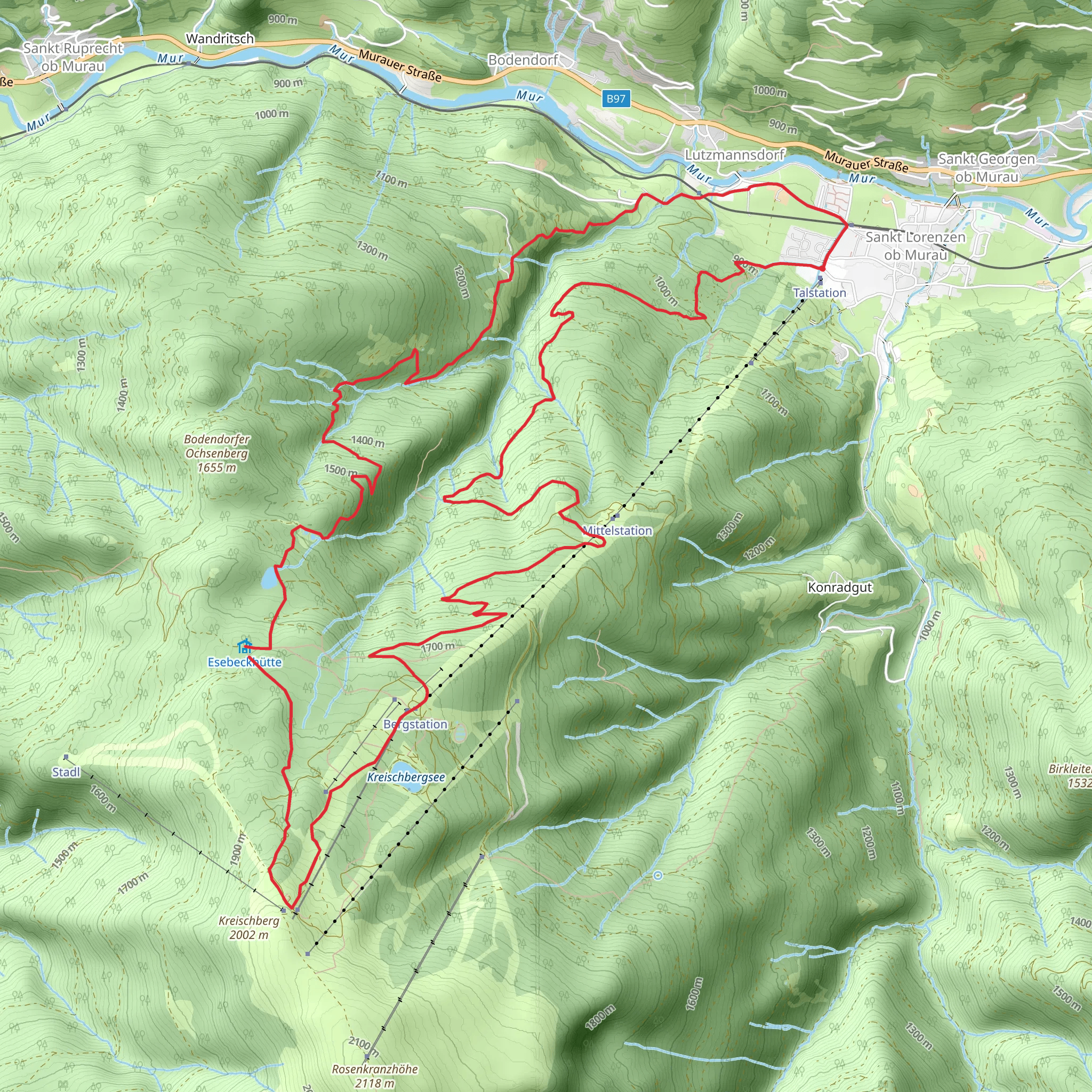 St Lorenzen - Kreischberg - Esebeckhütte mobile static map