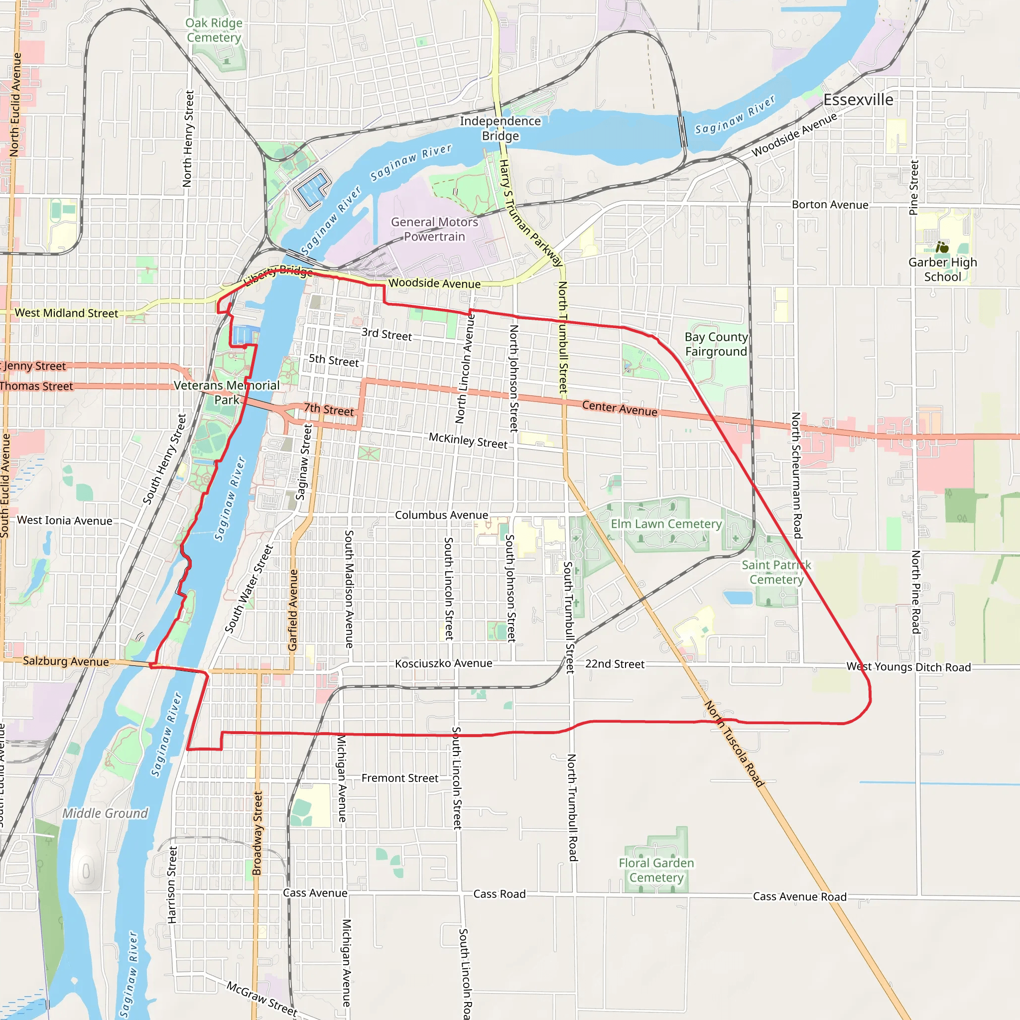 Saginaw River and Bay City Loop mobile static map