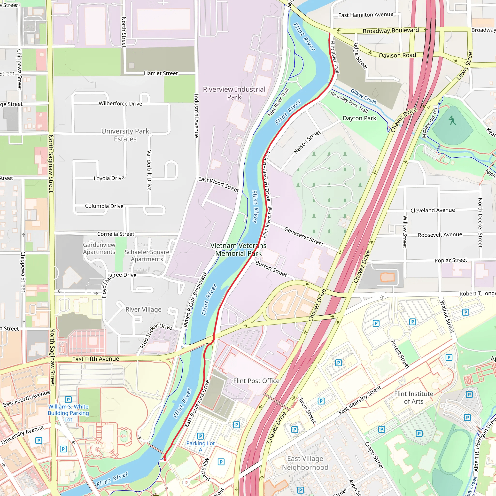 Flint River Trail Out and Back mobile static map